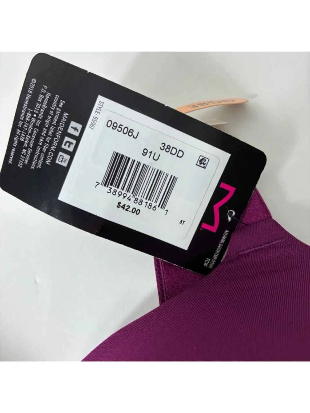 NEW Maidenform Push Up Plunge Bra 38DD Fuchsia Wireless Lace Convertible Straps